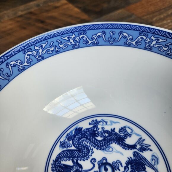 Vtg Set of 2 Cheng's White Jade Porcelain Rice/Ramen Bowls Double Dragon Chinese - Picture 9 of 9